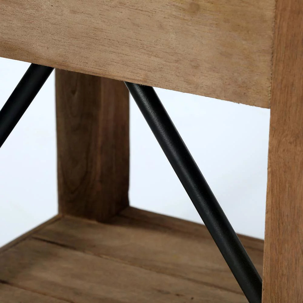 22" Wood and Zinc Metal End Table with Drawer D9027