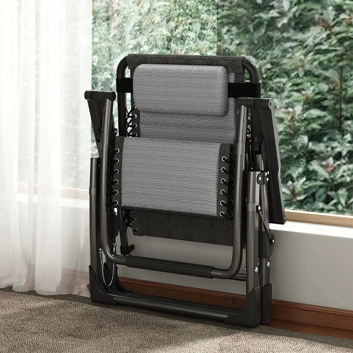 Zero Gravity Folding Recliner Chair with Detachable Headrest and Cup Holder E526581