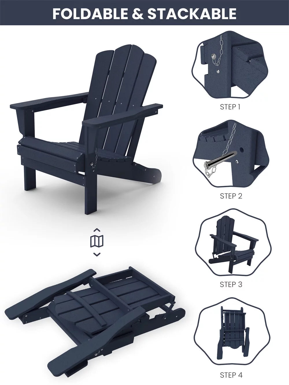 Folding Adirondack Chair Blue D224994