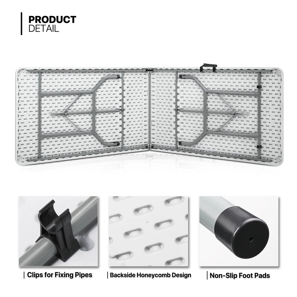 10 Pack 8Ft White Folding Plastic Utility Table N1596