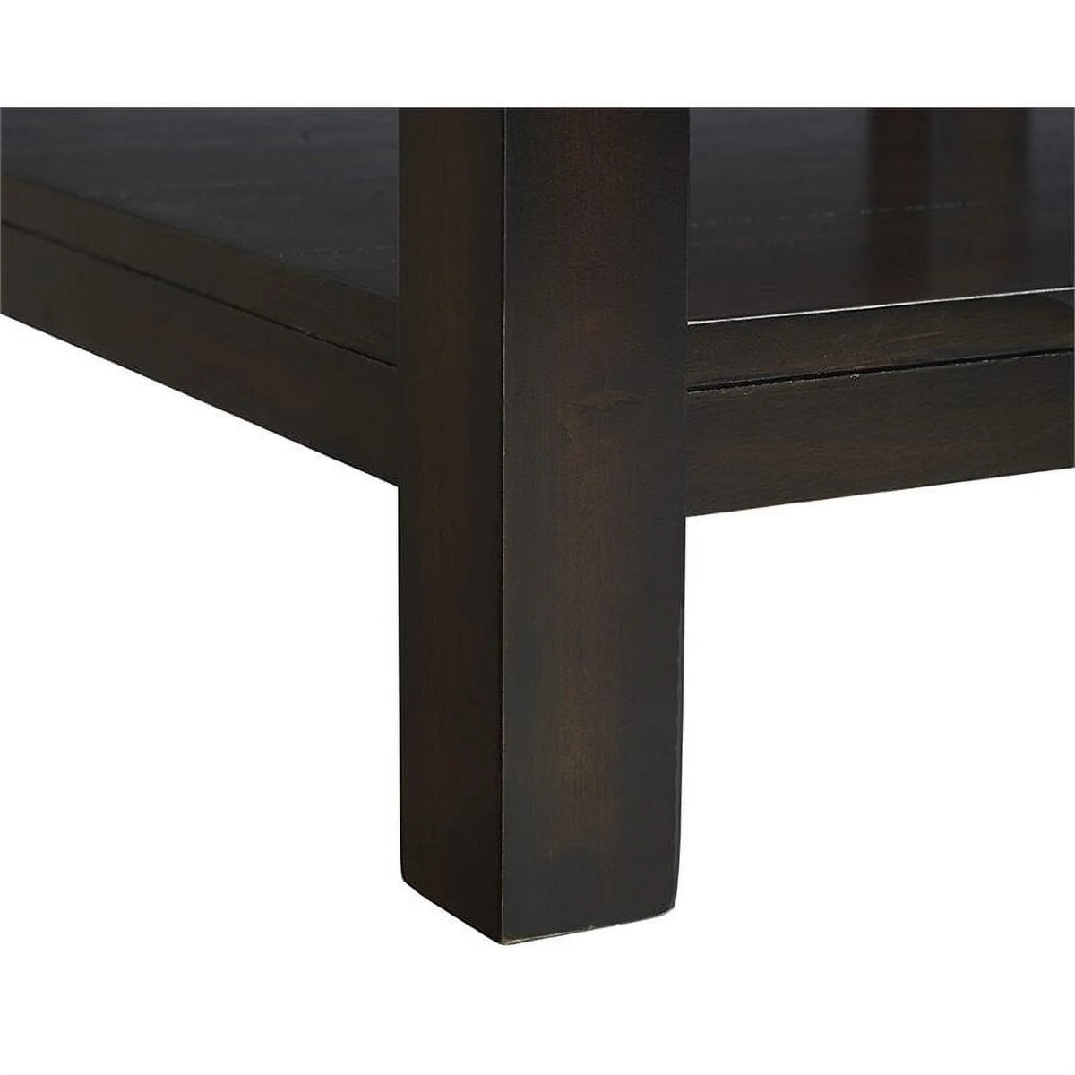 Square Wood End Table with Marble Top and Bottom Shelf in Espresso W22022