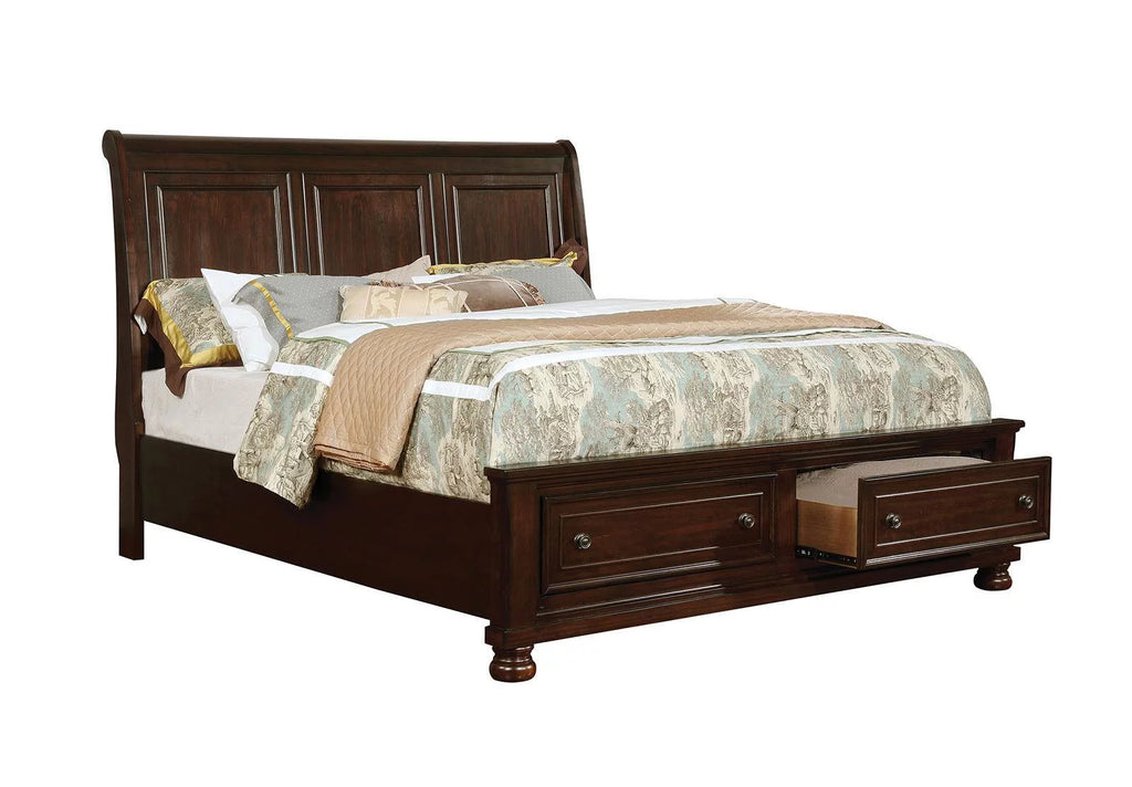 Brown Cherry Solid Wood 3pcs Bedroom Set G978969