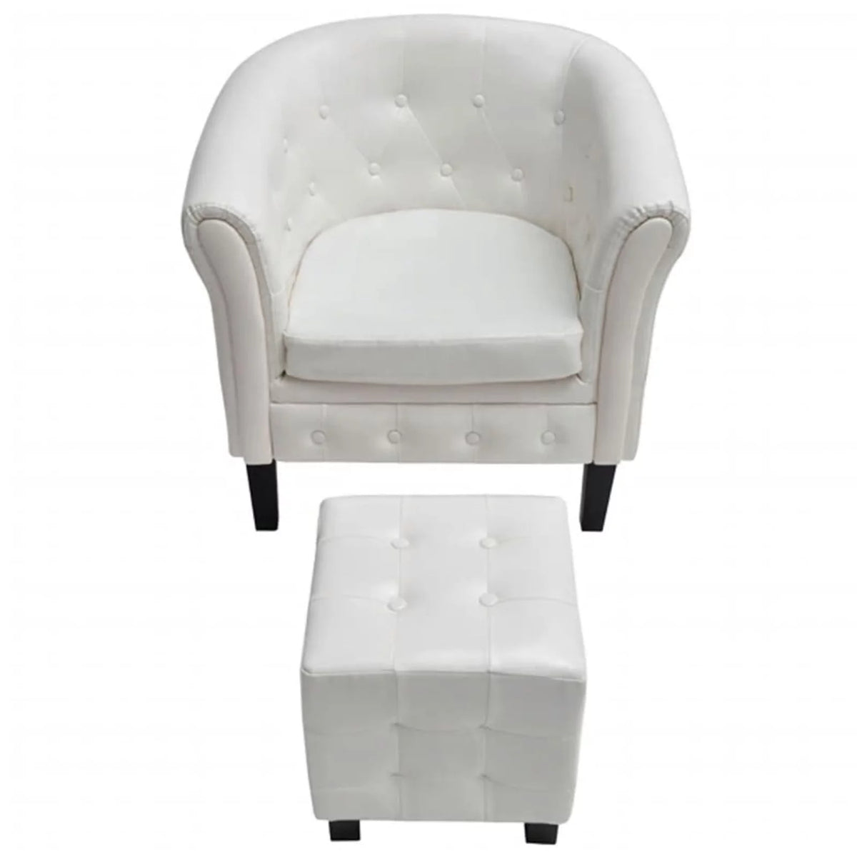 White Faux Leather Tub Chair with Footstool E364