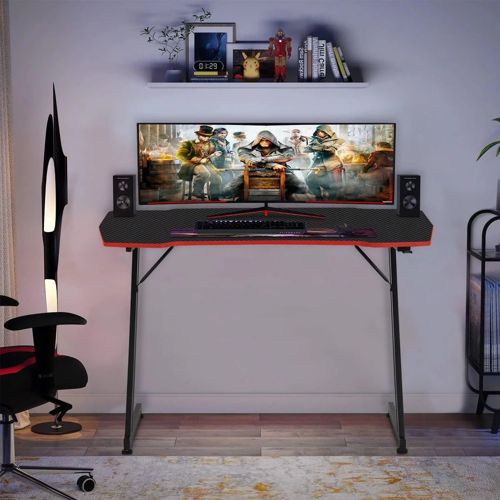 47 inch Z Shaped Gaming Desk with Headphone Hook H225375