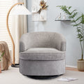 Gray Chenille Swivel Barrel Chair with Metal Base K698353