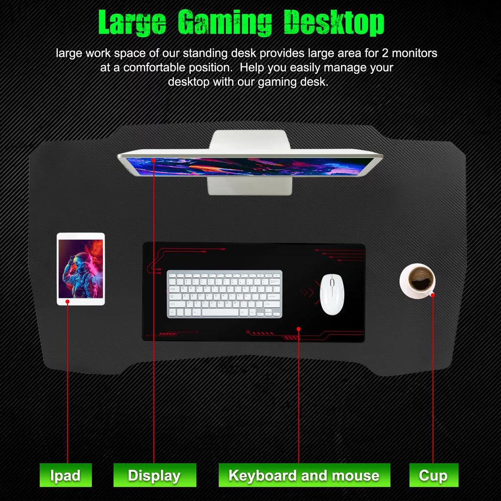 39 inch Z Shaped Gaming Desk with Headphone Hook A950