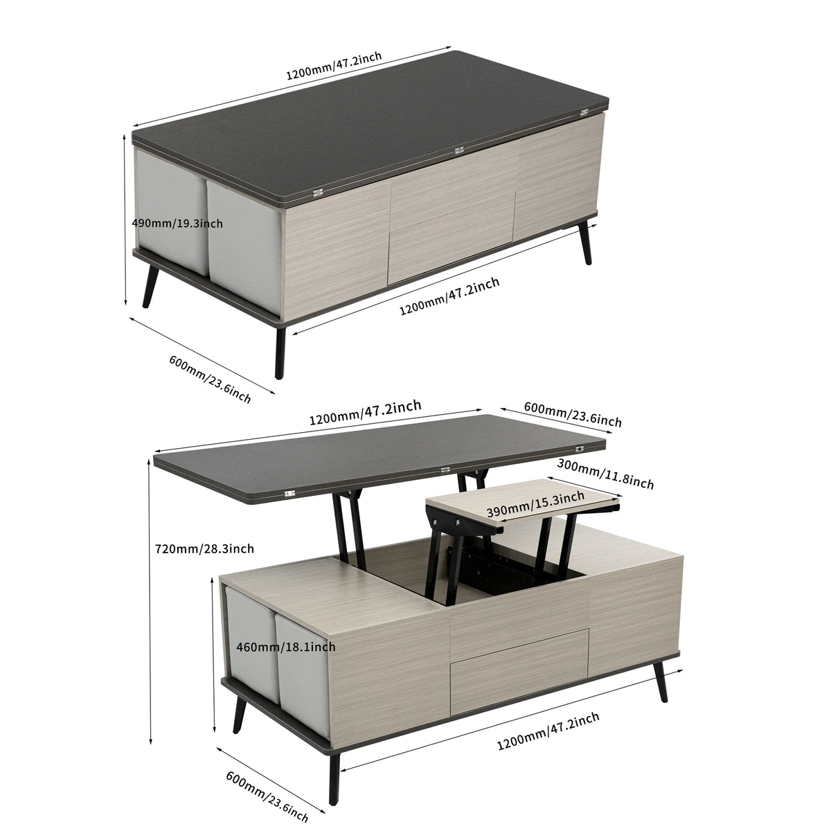 5 Pieces Lift Top Coffee Table Set with Storage D184141