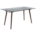 Rectangular Wood and Glass Top Table in Walnut Y855