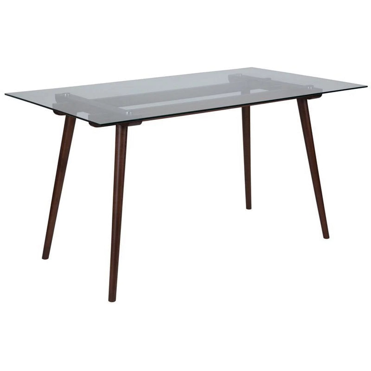 Rectangular Wood and Glass Top Table in Walnut Y855
