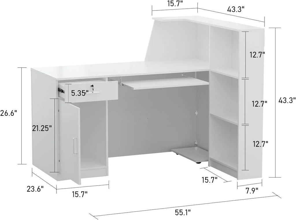 L-Shaped Black Reception Desk S986