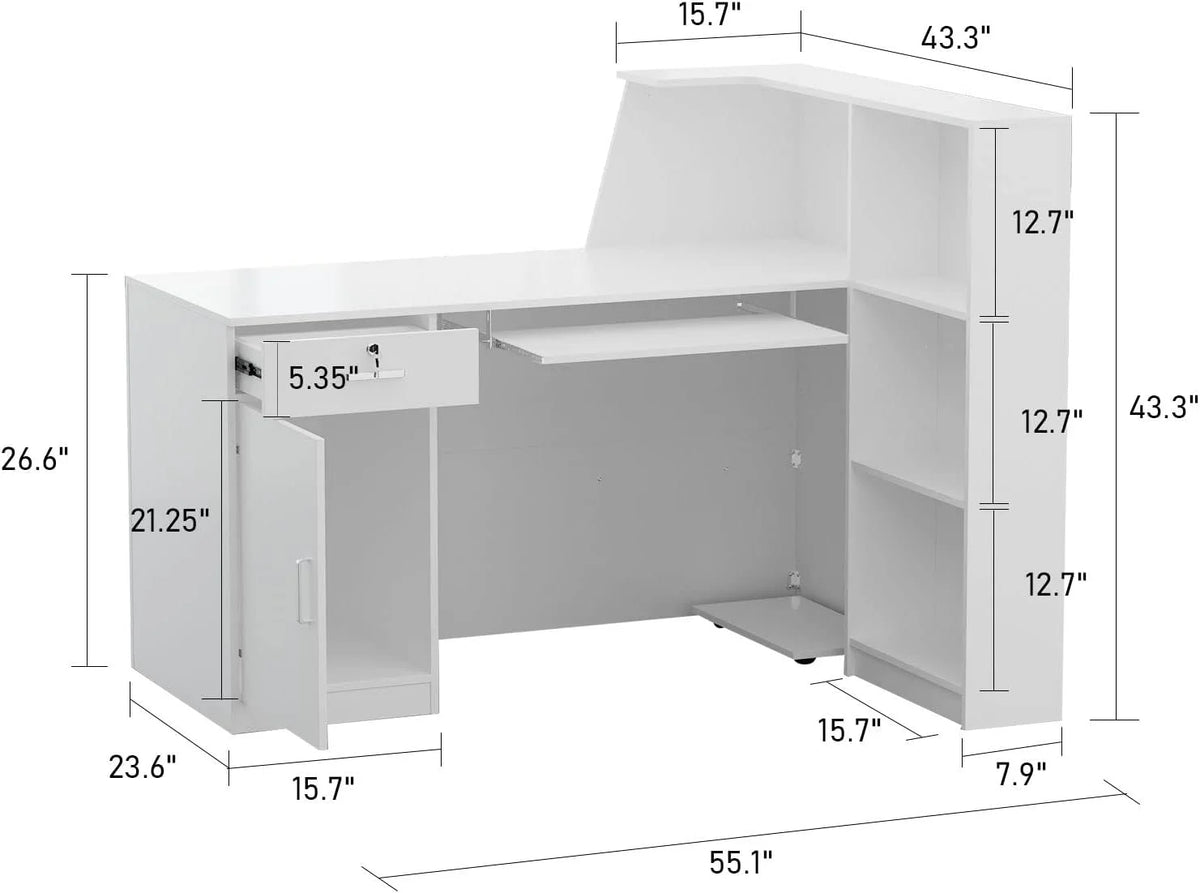 L-Shaped Black Reception Desk S986