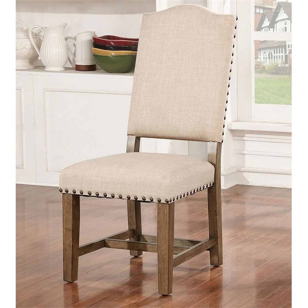 Light Oak Fabric Dining Side Chair Set of 2 I9798
