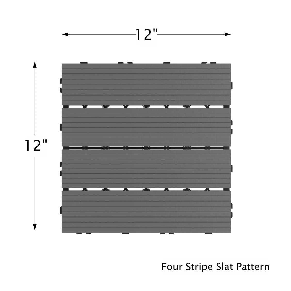 6-Pack Interlocking Weather-Resistant Deck Tiles Dark Gray Square P895547
