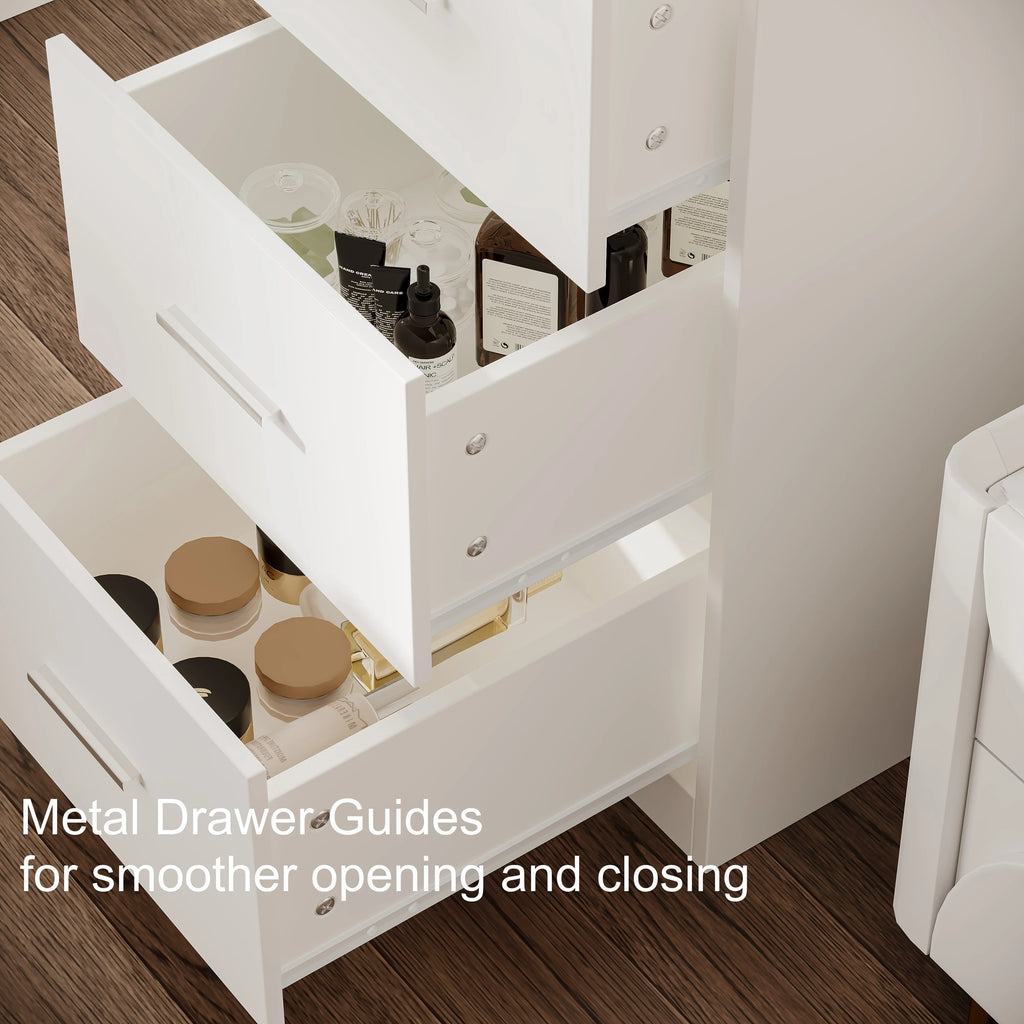White Makeup Vanity Table with Mirror and 7-Drawer K9200