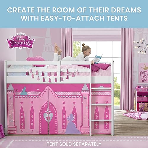 White Twin Loft Bed with Guardrail and Ladder E5493
