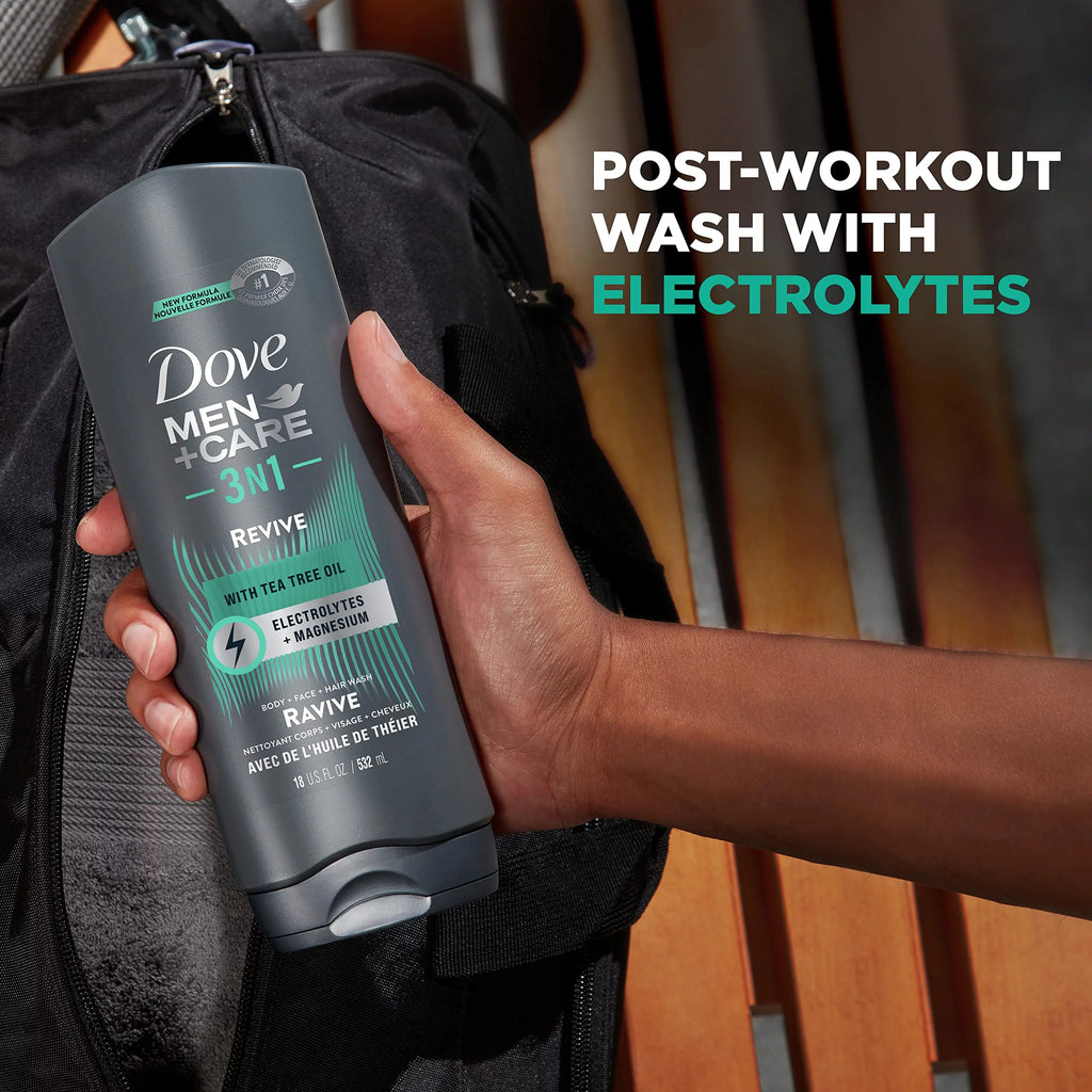 Men + Care Post-Workout Body Wash 3N1 Revive 4 Count With Tea Tree Oil, 18 Oz V689804