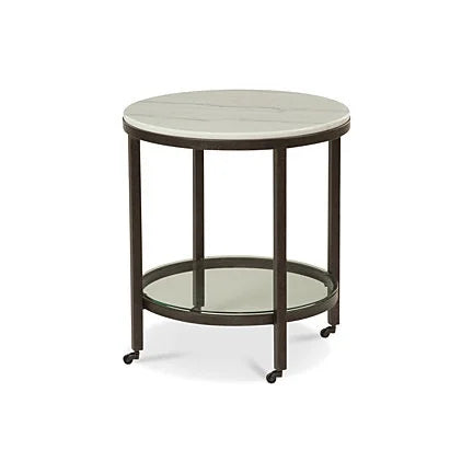 White Marble Round End Table A527365
