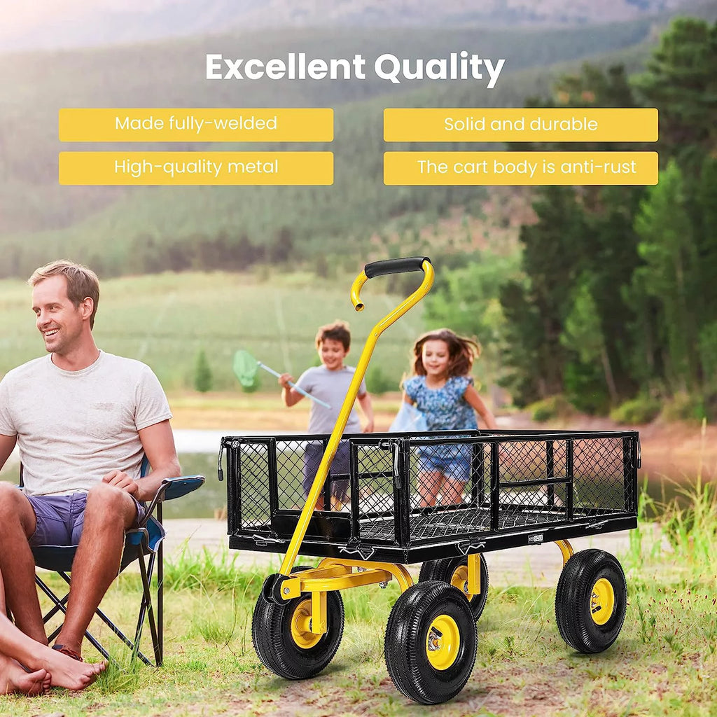 Mesh Steel Garden Cart with Removable Sides, 880 lbs Capacity D508