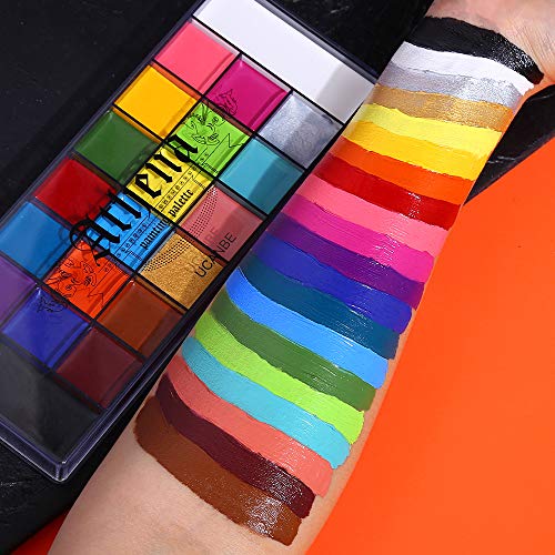 20 Colors Face Body Paint Oil Makeup Set with Mixing Palette and Brushes B474