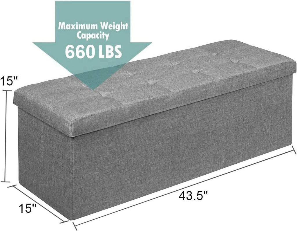 Light Gray Folding Storage Ottoman Bench K292684