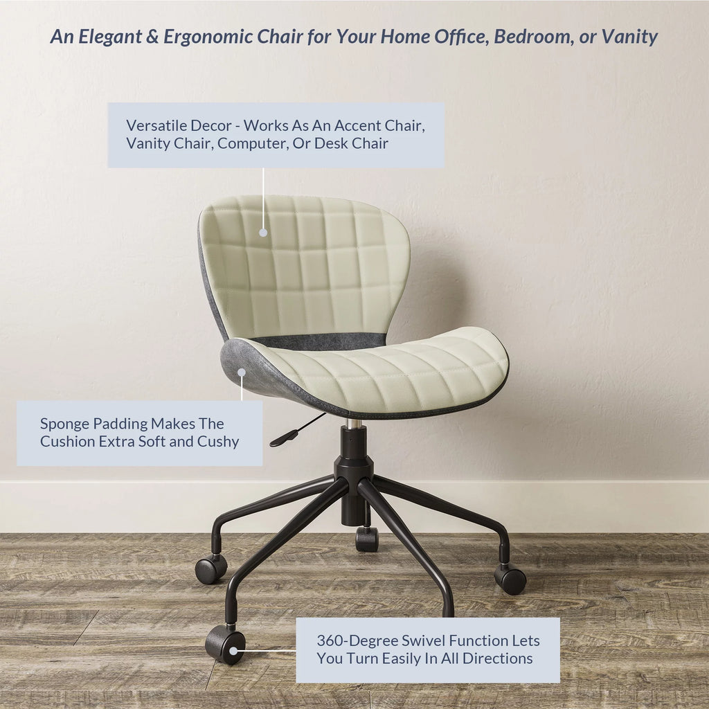 Upholstered Linen Desk Chair with Swivel Wheels H5743