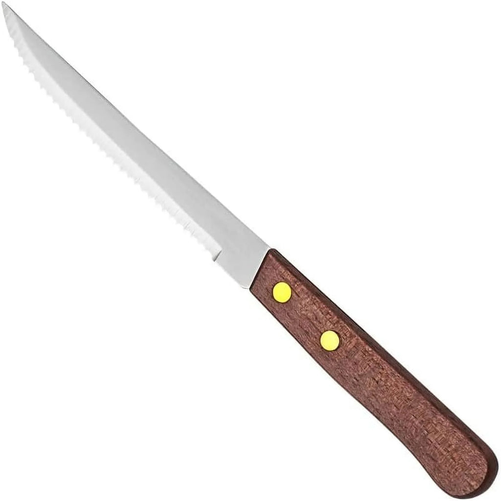 4-1/4-Inch Stainless Steel Serrated-Edge Steak Knives with Wooden Handles K53029
