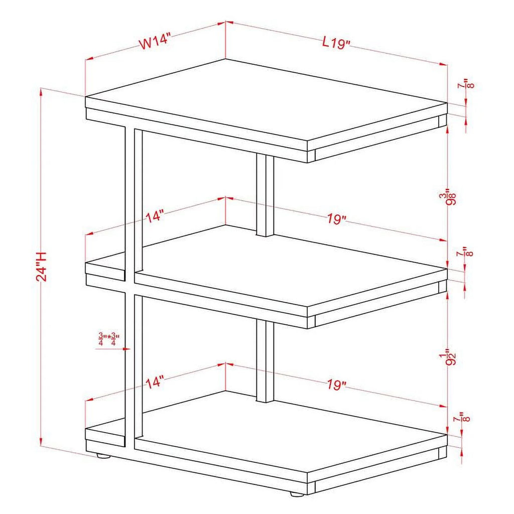 Light Gray 3-Shelf Metal Side Table Set of 2 Y864