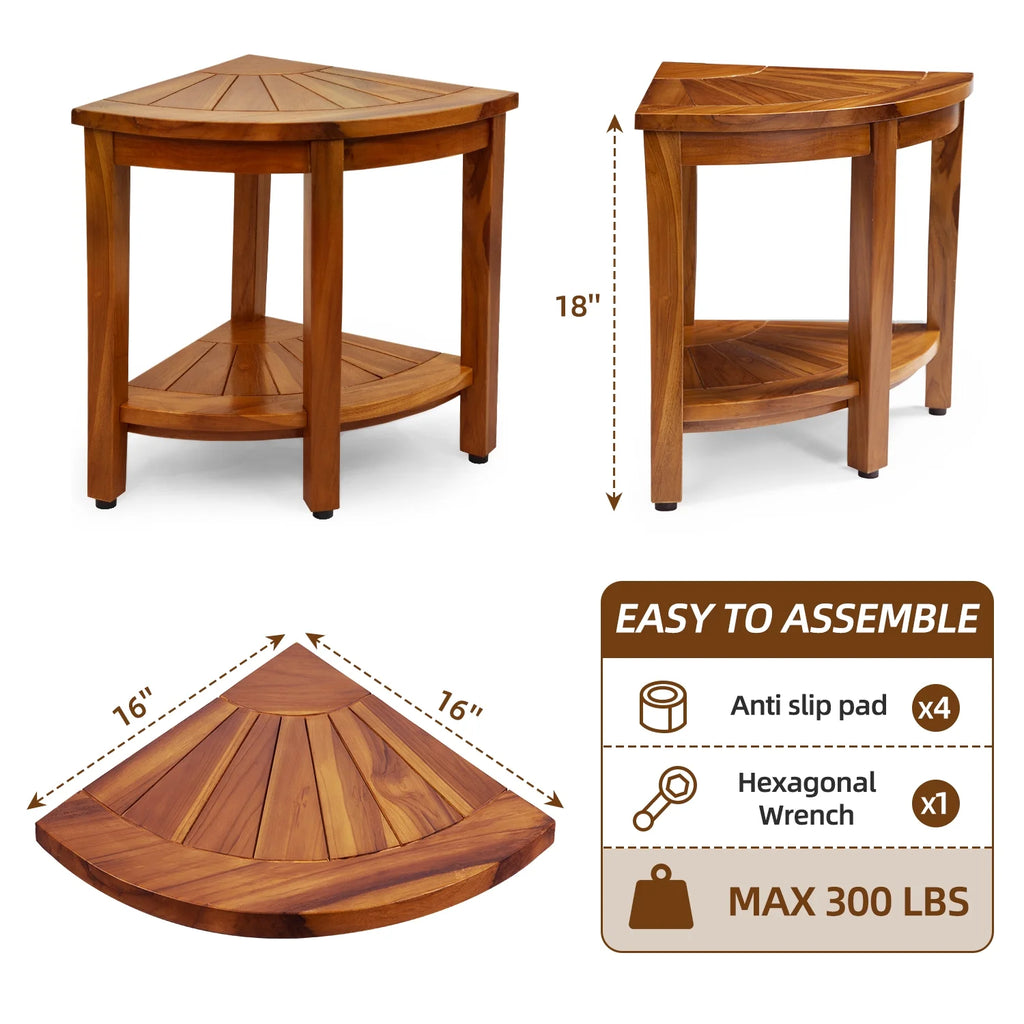 Teak Shower Bench with Shelf A99108
