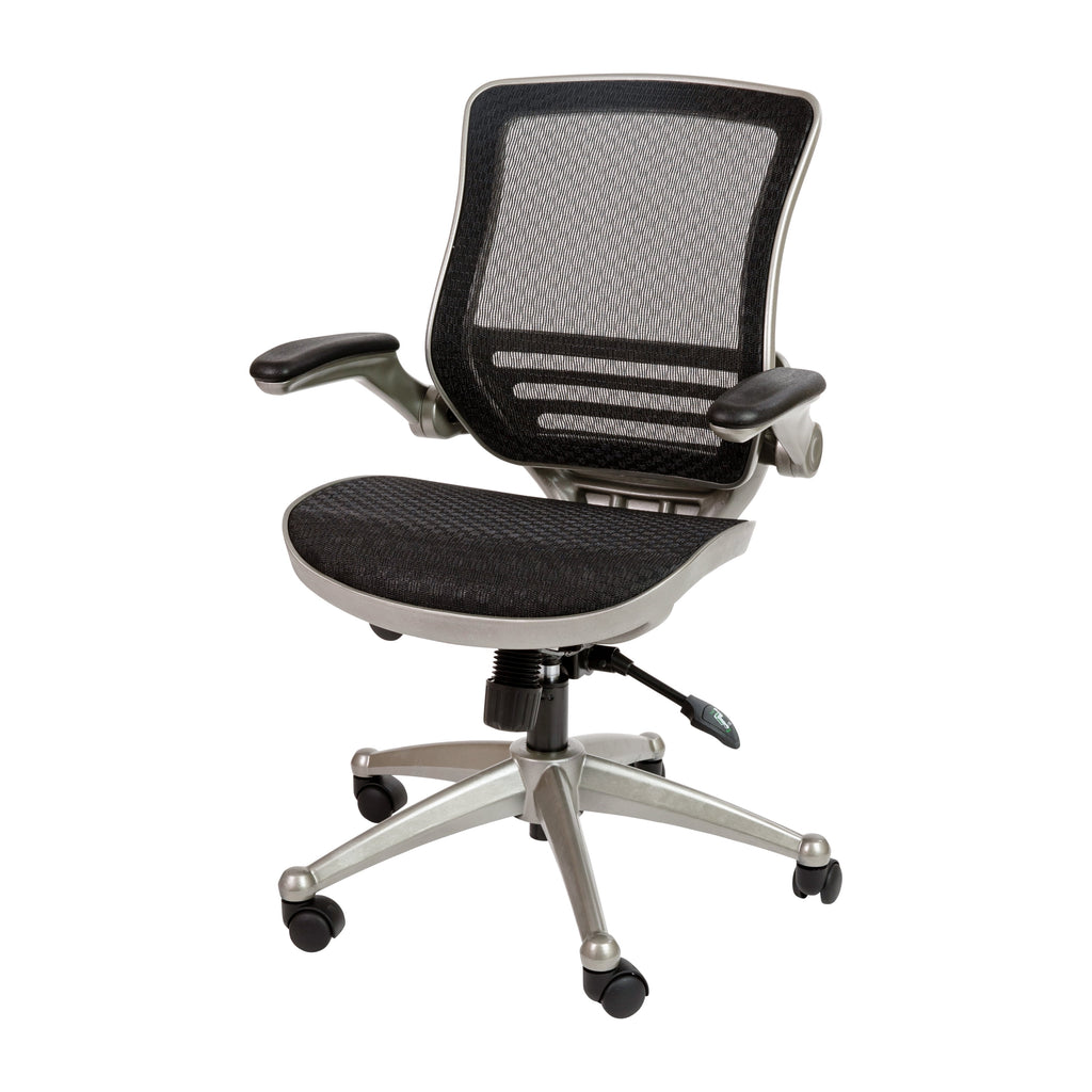 Mid-Back Transparent Black Mesh Executive Swivel Office Chair with Flip-Up Arms X756338