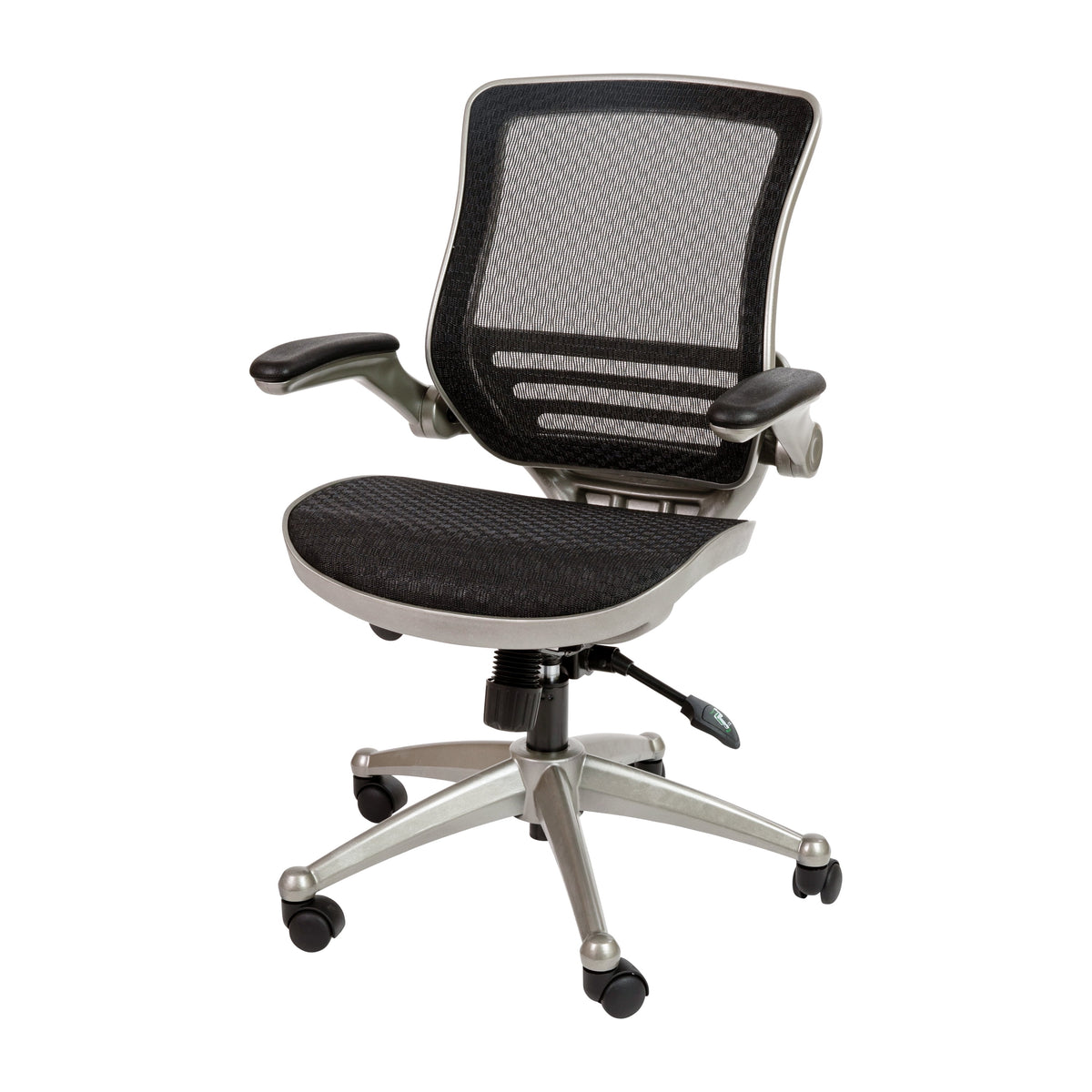 Mid-Back Transparent Black Mesh Executive Swivel Office Chair with Flip-Up Arms X756338