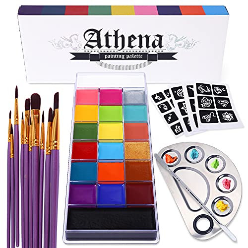 20 Colors Face Body Paint Oil Makeup Set with Mixing Palette and Brushes B474