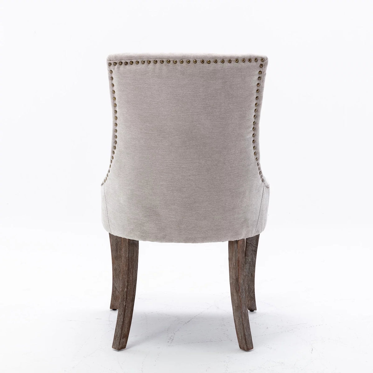 Beige Upholstered Fabric Dining Chairs Set of 6 with Solid Wood Legs H45681