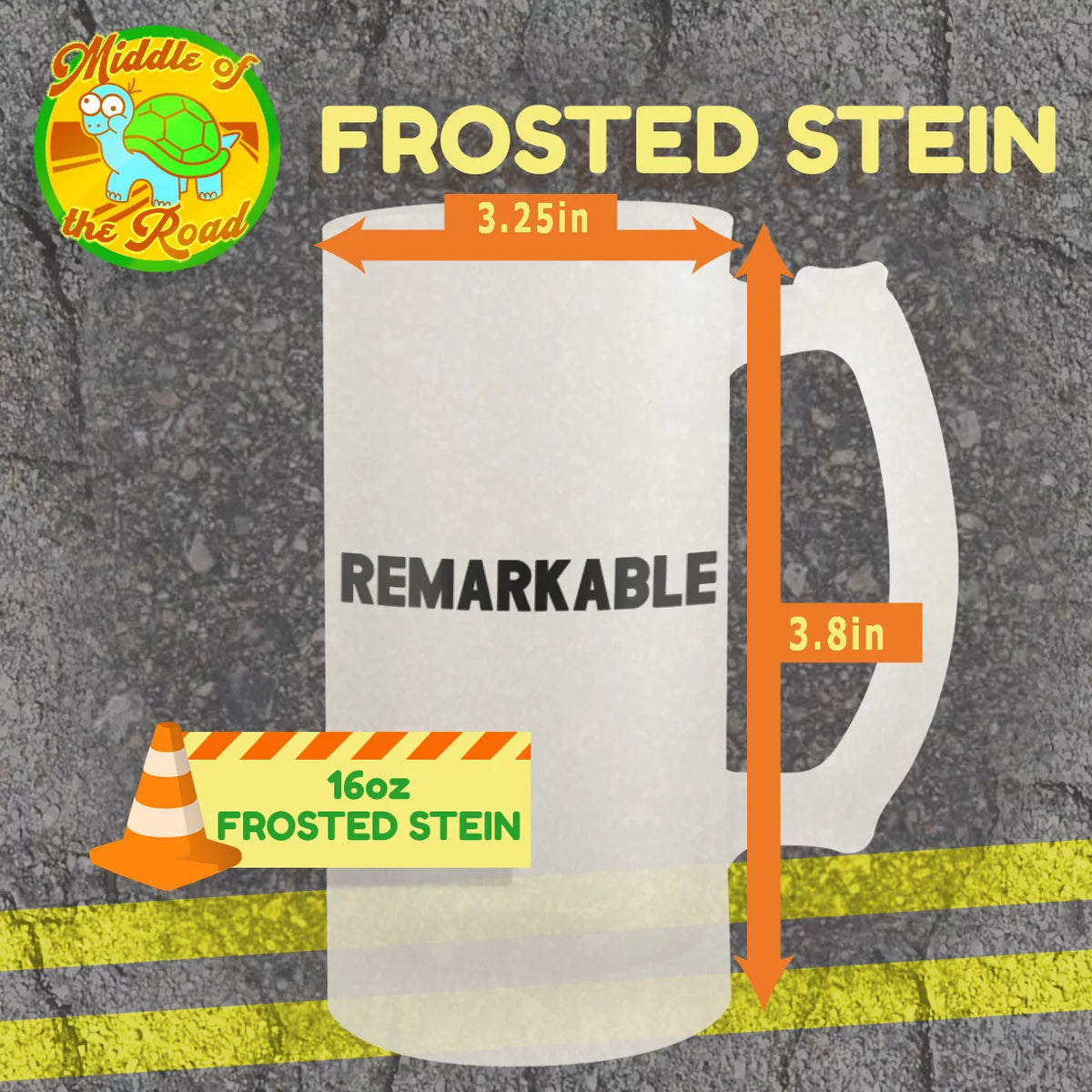 16oz Frosted Glass Beer Stein Y593