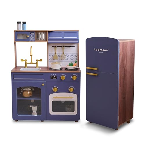 Blue Play Kitchen with Sink, Oven, Fridge & 14 Pcs Accessories U615325