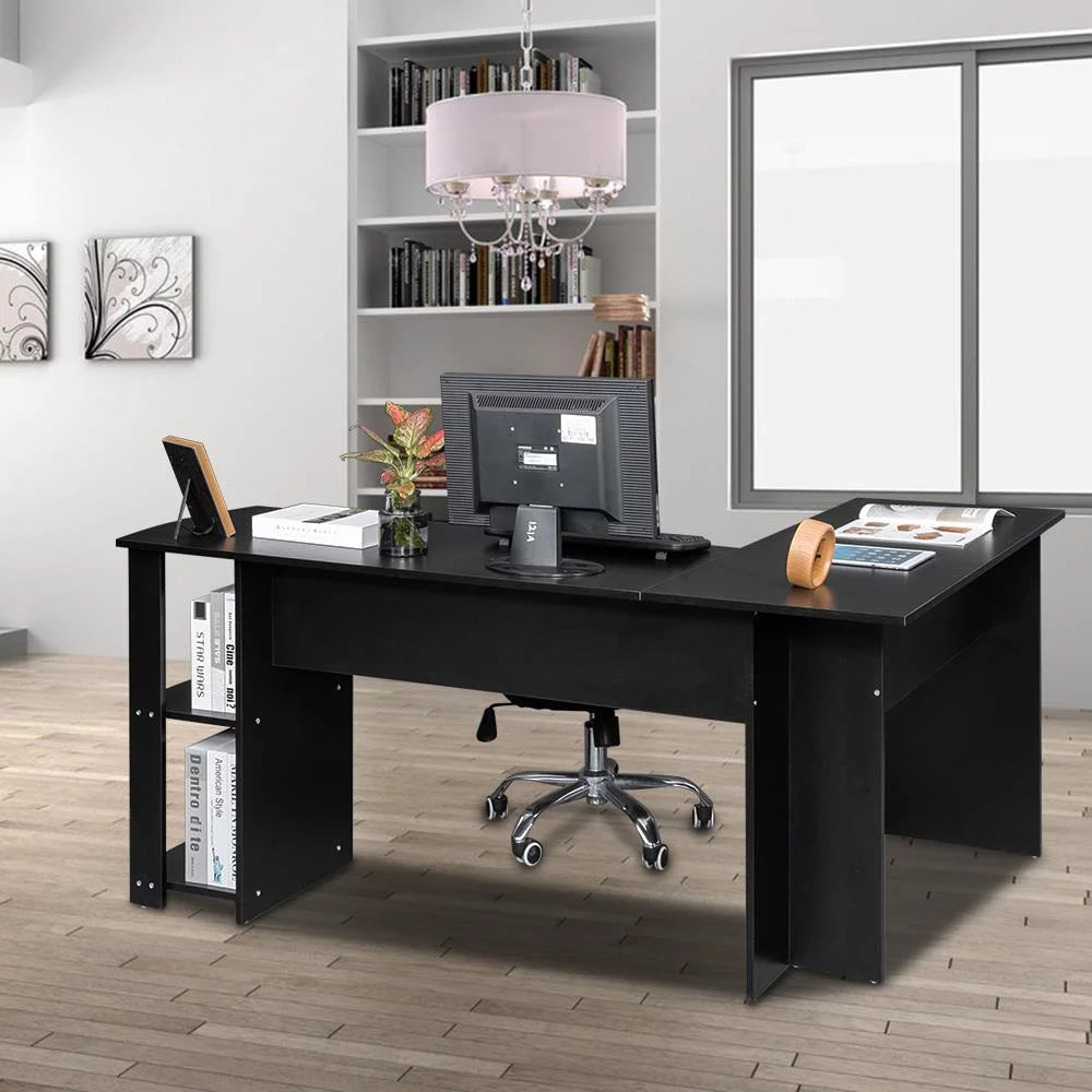 L-Shaped Computer Desk with Bookshelves N6123