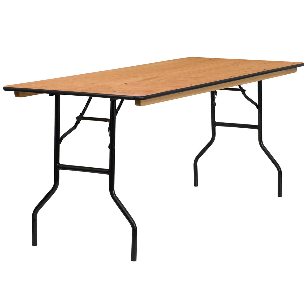 6-Foot Rectangular Wood Folding Banquet Table O336