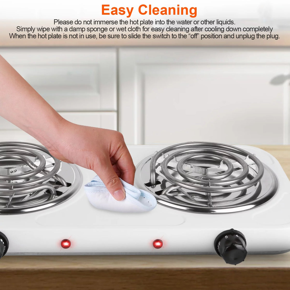 2000W Portable Electric Double Burner White H748626