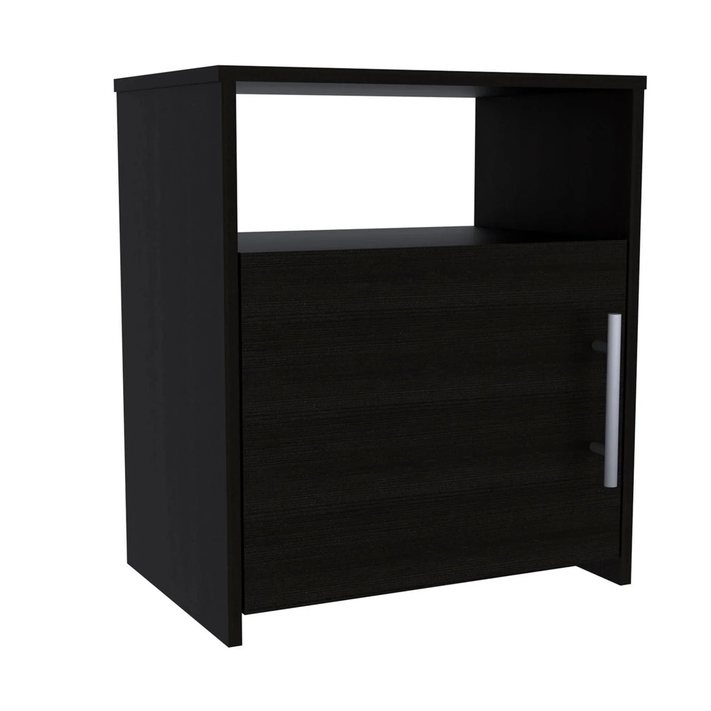 Black 3 Piece Bedroom Set with Shoe Rack and 2 Nightstands Y83856