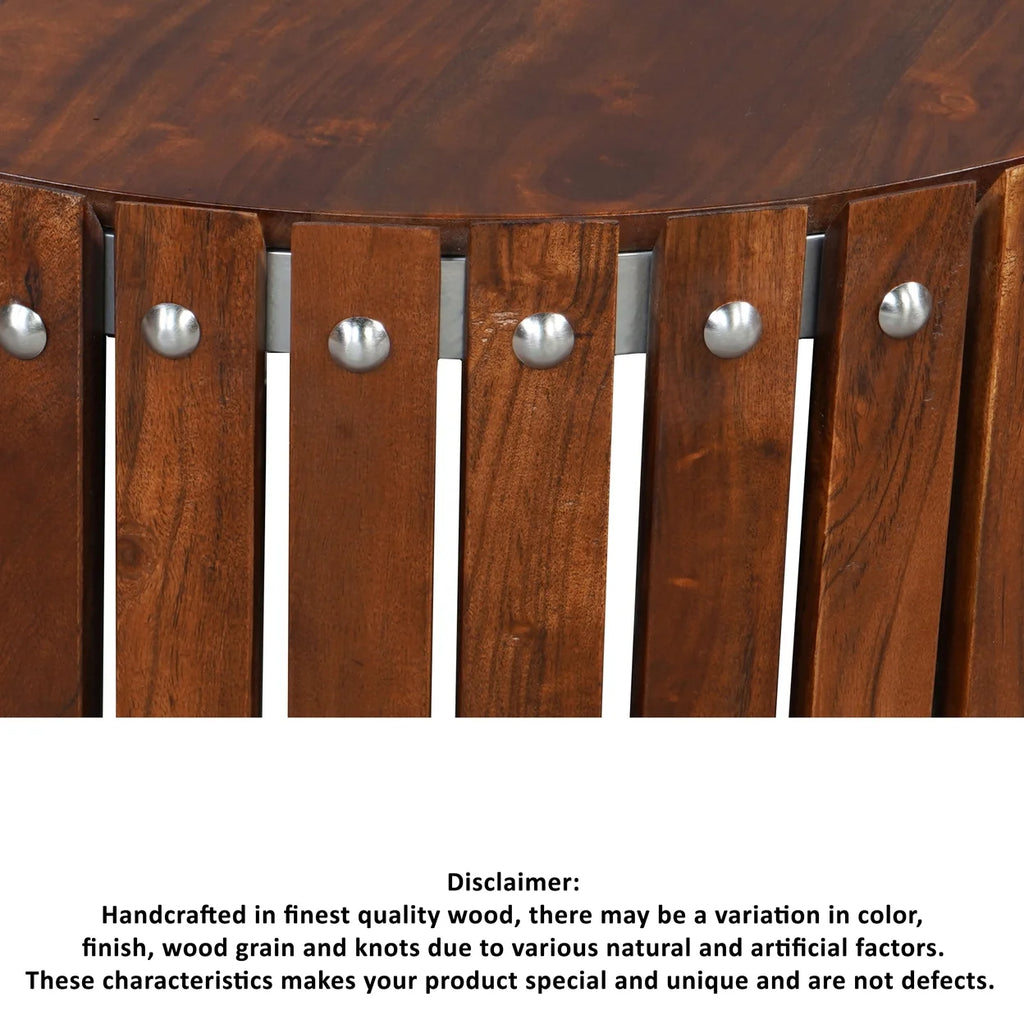 15 Inch Round Acacia Wood Side End Table U824955