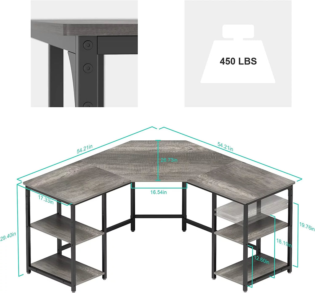 L-Shaped Desk with Shelves Corner Desk A2659