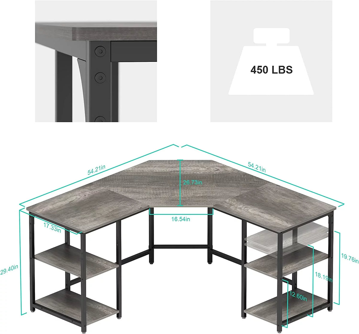 L-Shaped Desk with Shelves Corner Desk A2659