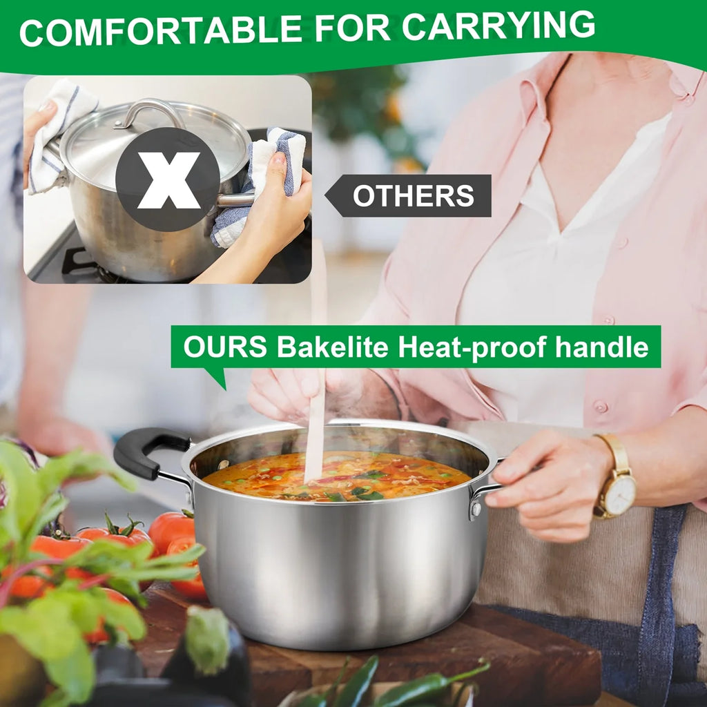 6 Quart Stainless Steel Stock Pot with Glass Lid V9980