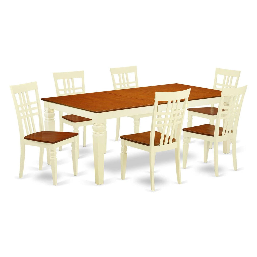 7 Piece Wood Dining Table and Chairs E8058