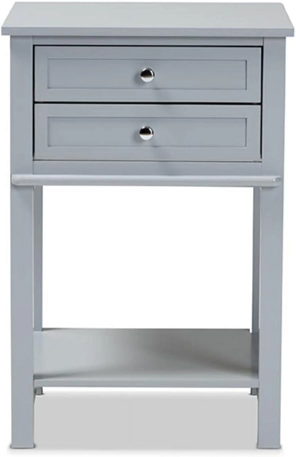 Light Grey 2-Drawer Wood End Table P4276