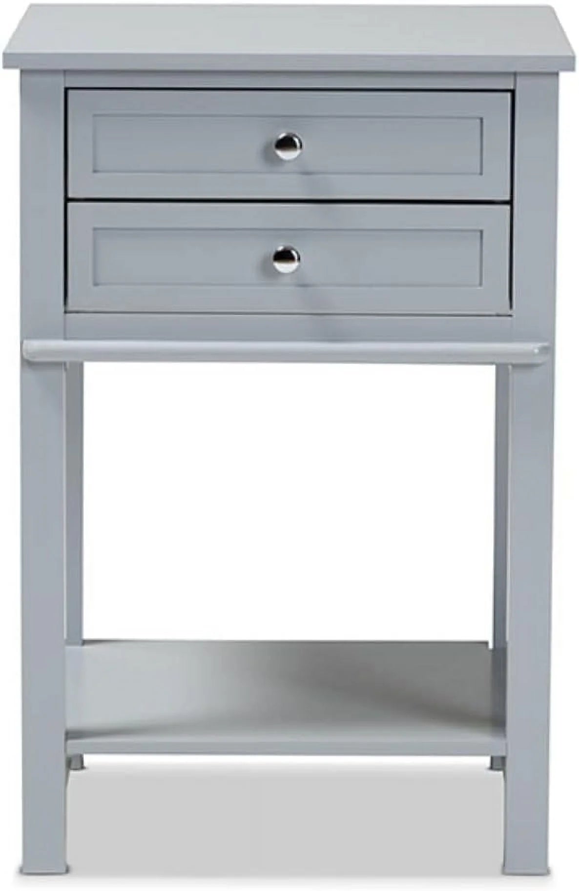 Light Grey 2-Drawer Wood End Table P4276