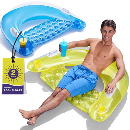 Inflatable Pool Float Chair with Cup Holders & Handles N40782