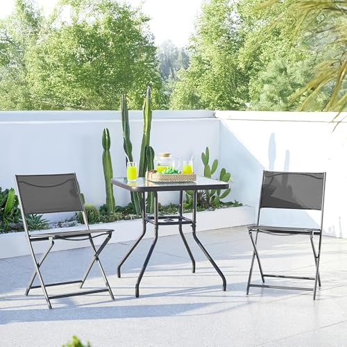 Black Set of 4 Metal Folding Dining Chairs Q1821