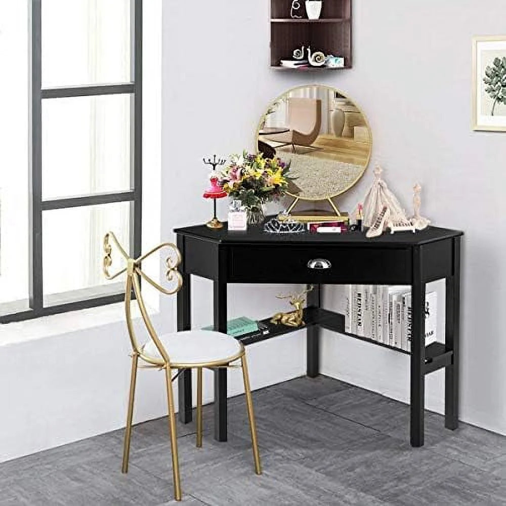Grey Corner Desk with Drawer and Shelves W362933