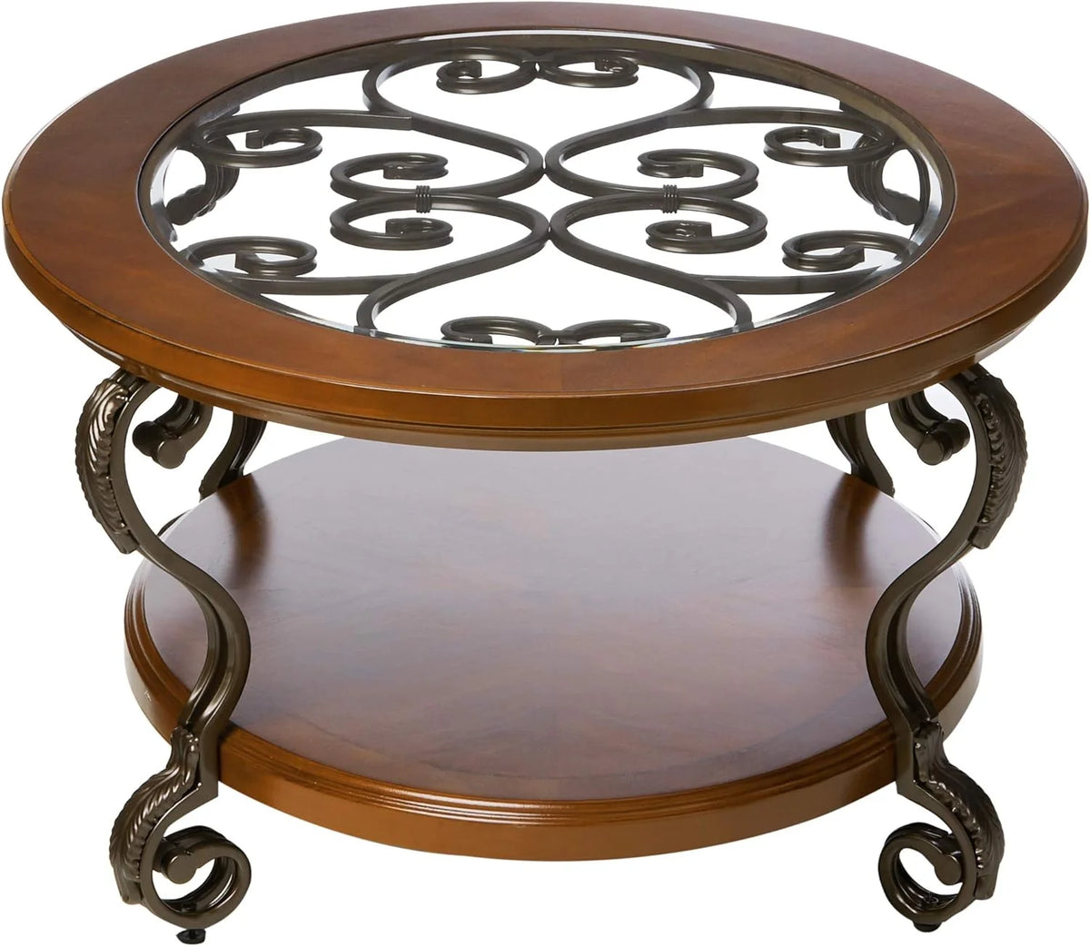 Oval Coffee Table with Glass Top and 1 Shelf K57603