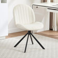 19" Cream Velvet Swivel Office Chair No Wheels C74487